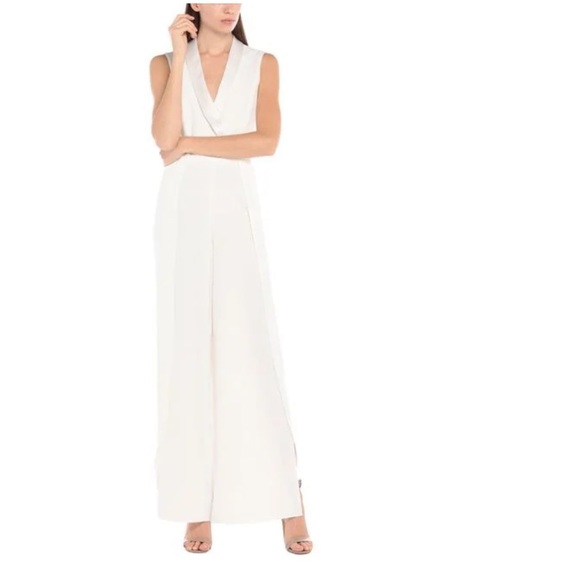 Alice Olivia Bebe Split Sleeveless Shawl-Collar Jumpsuit